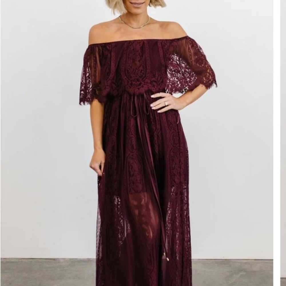 Baltic Born Caroline Lace Maxi Dress - Mulberry - Size Medium - NWT